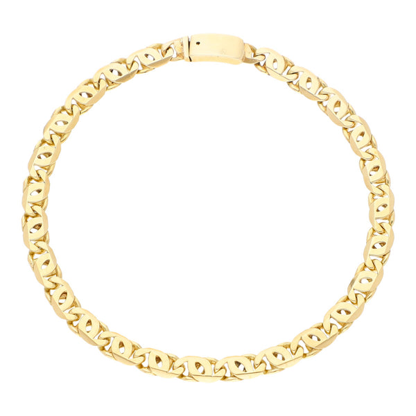 Pulsera eslabón nudo egipcio en oro amarillo 14 kilates.