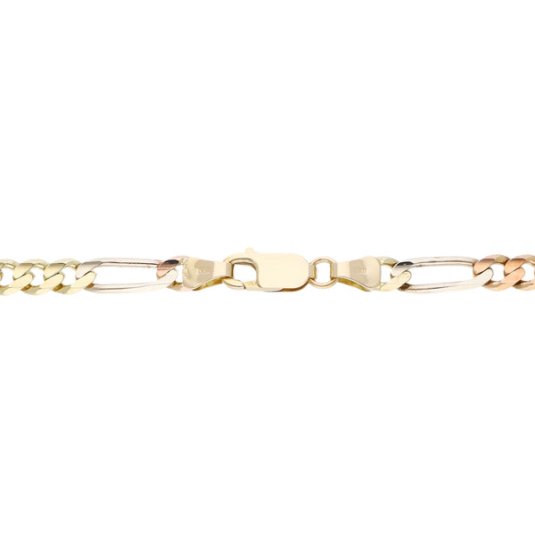Pulsera de tres eslabones por uno en oro tres tonos 14 kilates.