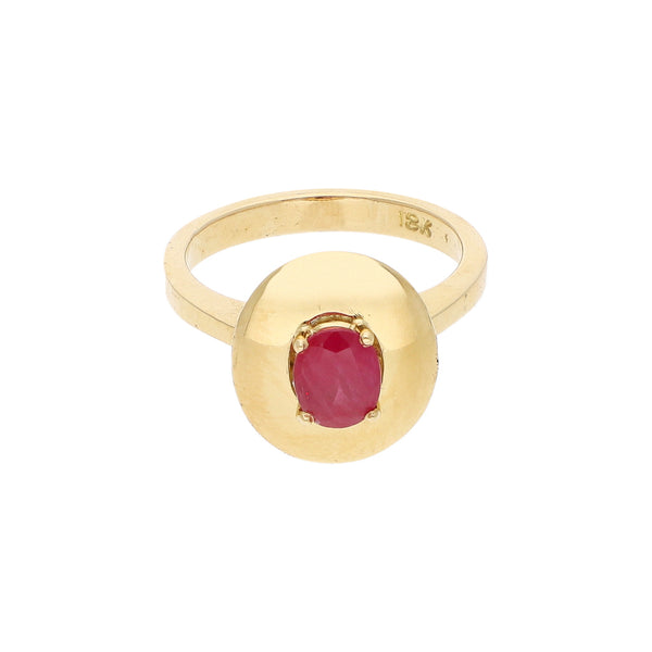 Anillo diseño especial con rubí en oro amarillo 18 kilates.