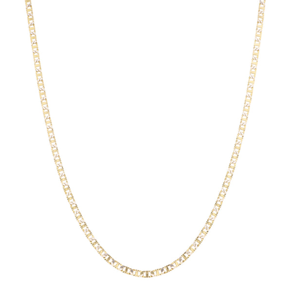 Collar eslabón nudo marino platinado en oro amarillo 14 kilates.