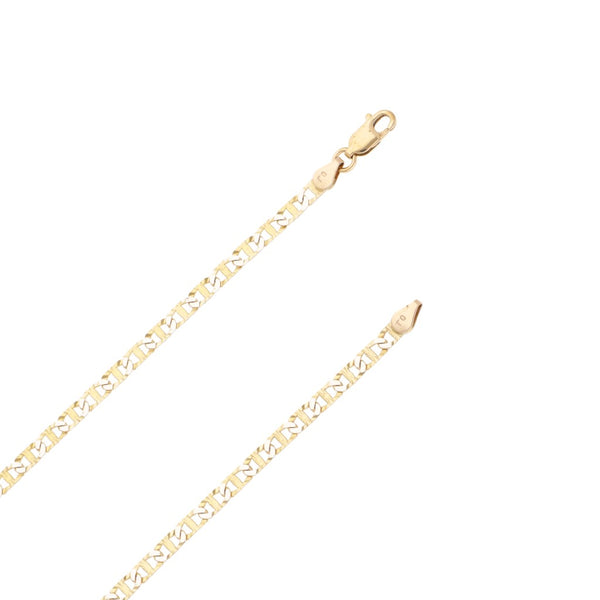 Collar eslabón nudo marino platinado en oro amarillo 14 kilates.