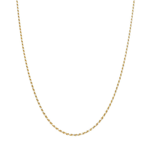 Collar eslabón torzal platinado en oro amarillo 14 kilates.