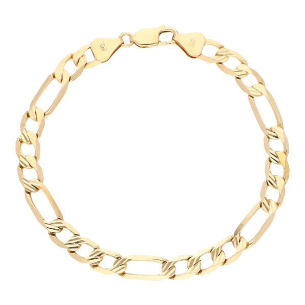 Pulsera de tres eslabones por uno en oro amarillo 14 kilates.