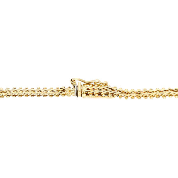 Pulsera eslabón boleado en oro tres tonos 14 kilates.