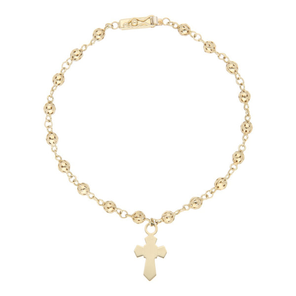 Pulsera tipo rosario eslabón calado en oro amarillo 14 kilates.