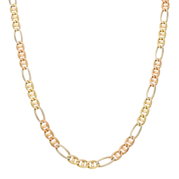Collar eslabón combinado en oro tres tonos 14 kilates.