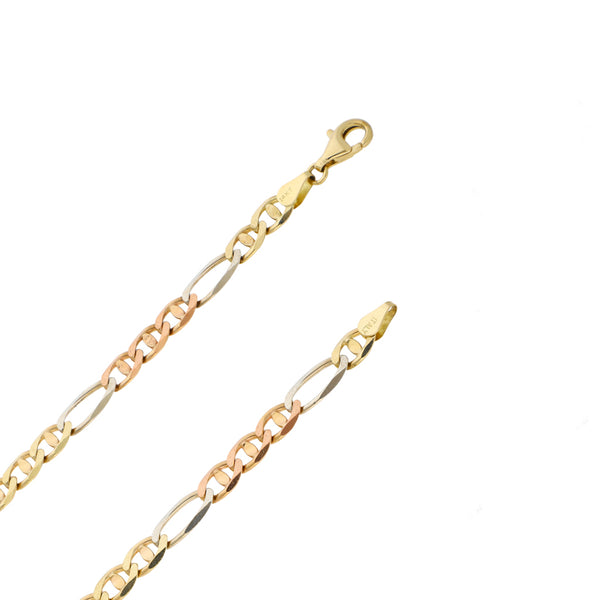 Collar eslabón combinado en oro tres tonos 14 kilates.