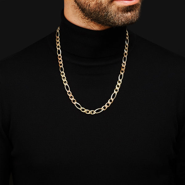 Collar eslabón combinado en oro tres tonos 14 kilates.