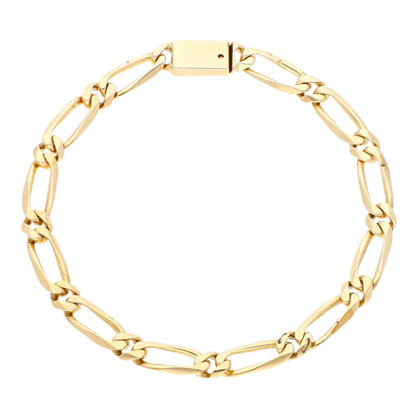 Pulsera eslabón combinado en oro amarillo 14 kilates.