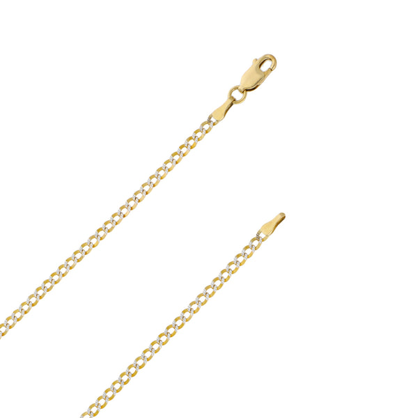 Collar eslabón barbado platinado en oro amarillo 14 kilates.