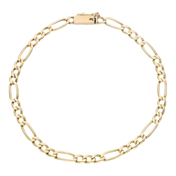 Pulsera de tres eslabones por uno en oro amarillo 14 kilates.