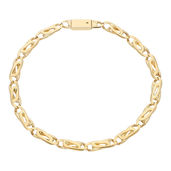 Pulsera eslabón nudo egipcio en oro amarillo 14 kilates.