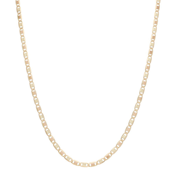 Collar eslabón nudo marino en oro tres tonos 14 kilates.