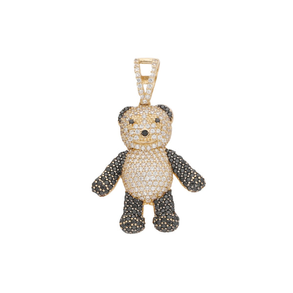 Dije diseño especial con sintéticos motivo oso panda en oro amarillo 14 kilates.