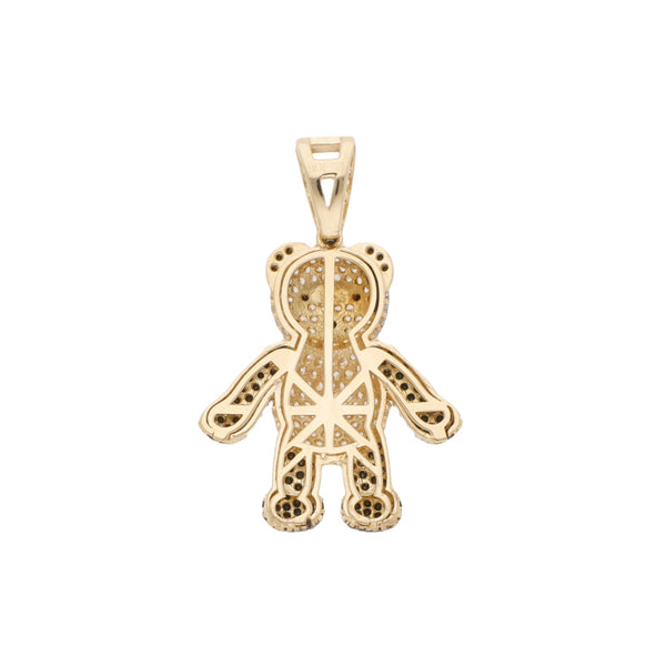 Dije diseño especial con sintéticos motivo oso panda en oro amarillo 14 kilates.