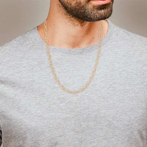 Collar eslabón combinado en oro amarillo 14 kilates.