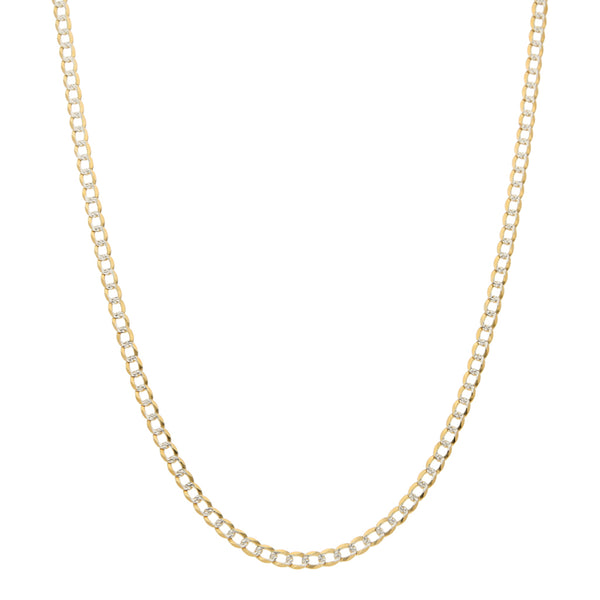Collar eslabón barbado platinado en oro amarillo 14 kilates.