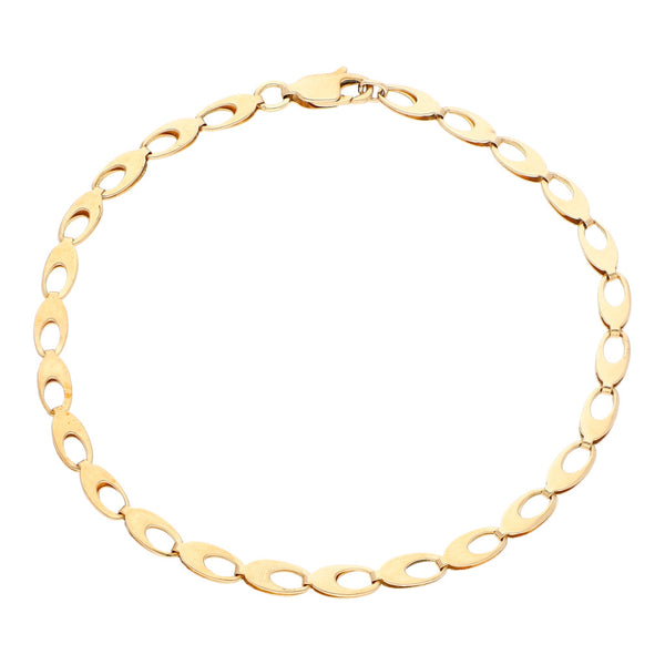 Pulsera eslabón laminado en oro rosa 14 kilates.