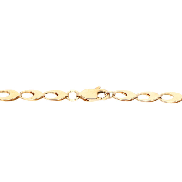 Pulsera eslabón laminado en oro rosa 14 kilates.