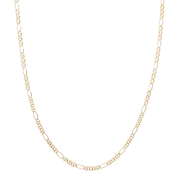 Collar eslabón combinado en oro dos tonos 14 kilates.