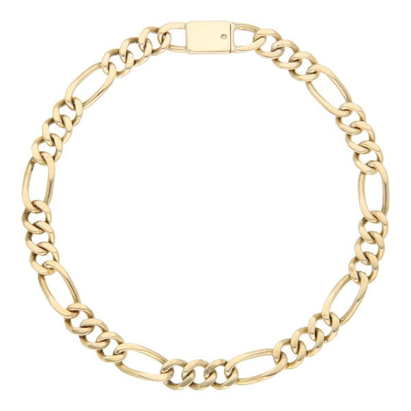Pulsera de tres eslabones por uno en oro amarillo 14 kilates.