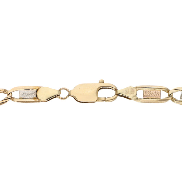 Pulsera eslabón nudo marino en oro tres tonos 14 kilates.