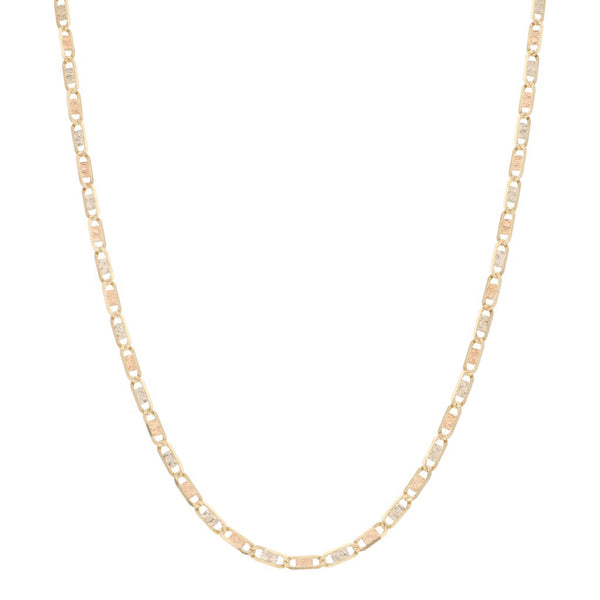 Collar eslabón nudo marino en oro tres tonos 14 kilates.