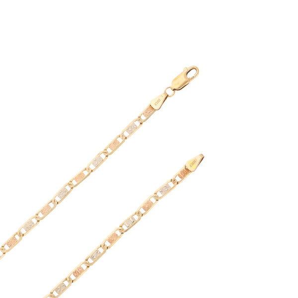Collar eslabón nudo marino en oro tres tonos 14 kilates.