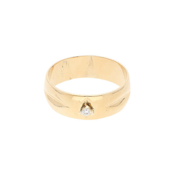 Argolla diseño especial con circonia en oro amarillo 14 kilates.