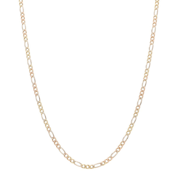 Collar de tres eslabones por uno en oro tres tonos 14 kilates.