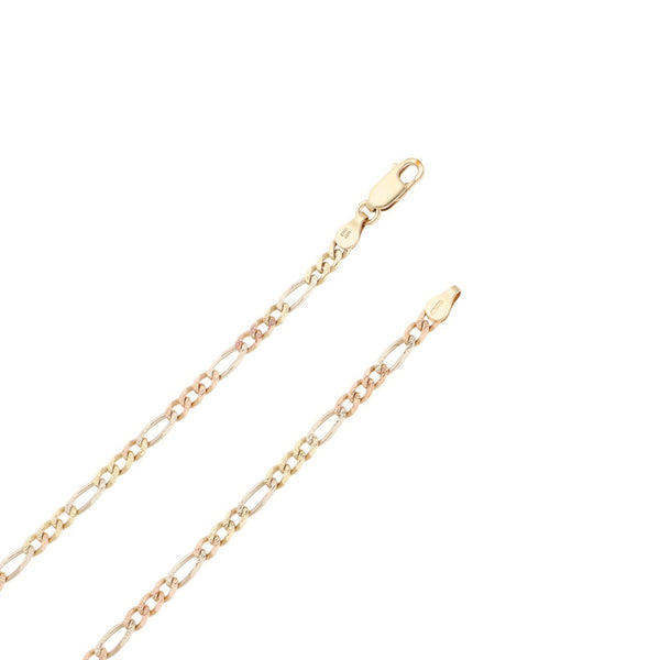 Collar de tres eslabones por uno en oro tres tonos 14 kilates.