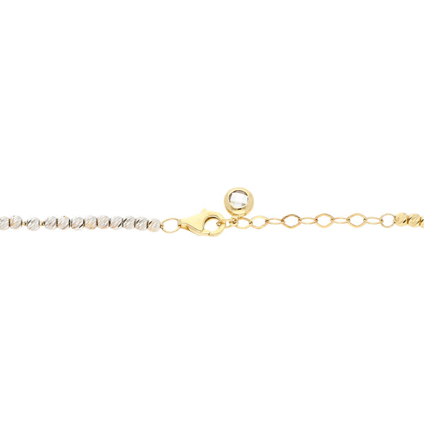 Pulsera eslabón boleado con sintético en oro tres tonos 14 kilates.