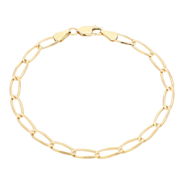 Pulsera eslabón encontrado platinado en oro amarillo 14 kilates.