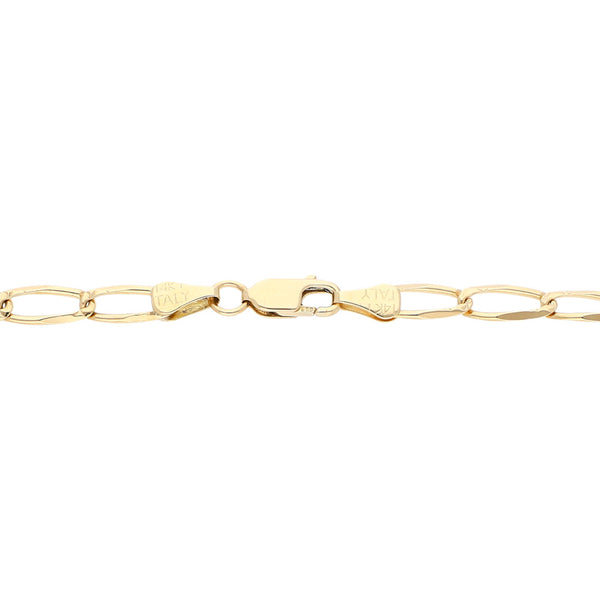 Pulsera eslabón encontrado platinado en oro amarillo 14 kilates.