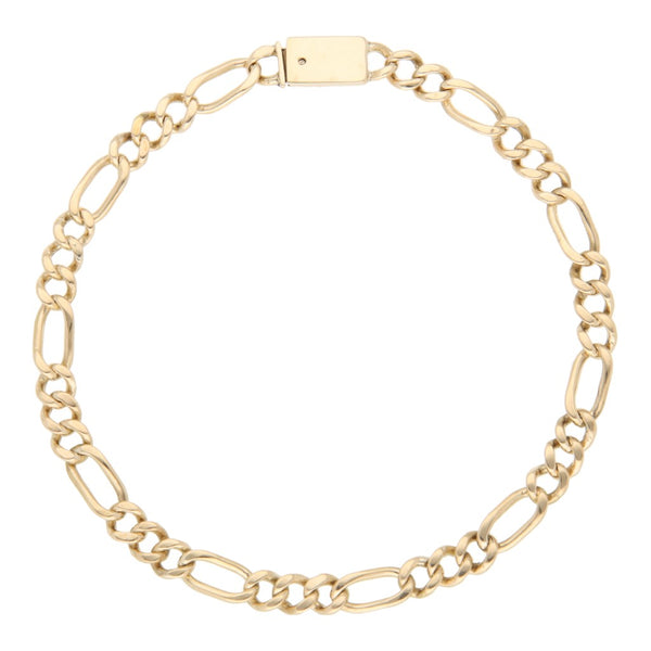Pulsera de tres eslabones por uno en oro amarillo 14 kilates.