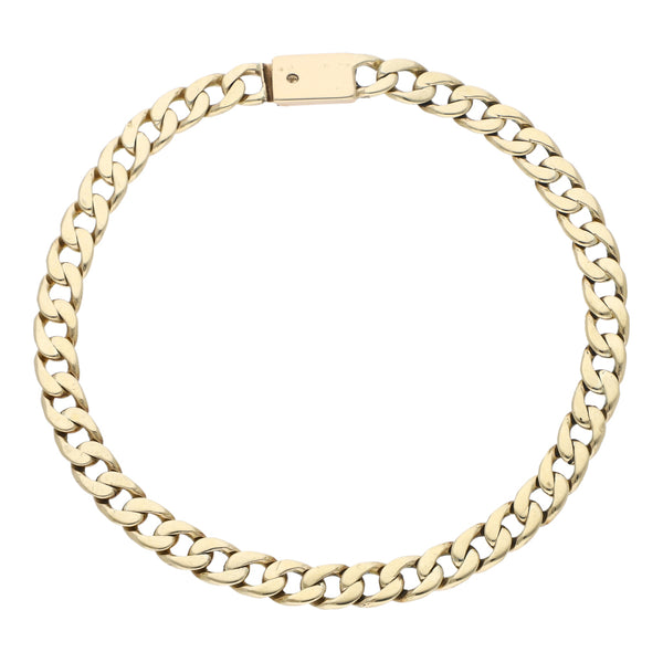 Pulsera eslabón barbado en oro amarillo 14 kilates.