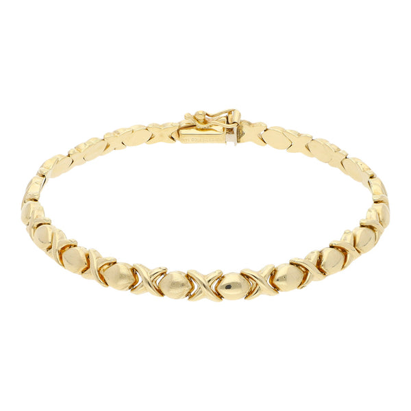 Pulsera eslabón XOXO en oro amarillo 14 kilates.