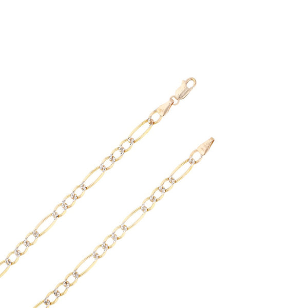 Collar de tres eslabones por uno platinado por uno en oro amarillo 14 kilates.