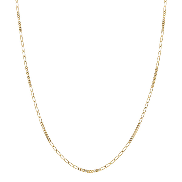 Collar de diez eslabones por siete en oro amarillo 14 kilates.