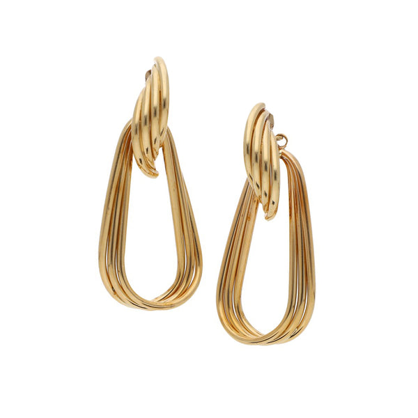 Broqueles huecos con colgantes en oro rosa 14 kilates.
