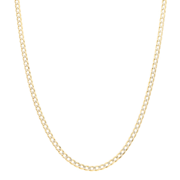 Collar eslabón barbado platinado en oro amarillo 14 kilates.