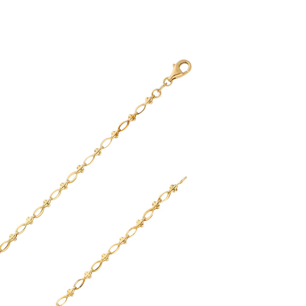 Collar eslabón laminado con aplicaciones motivo mariposa en oro amarillo 14 kilates.