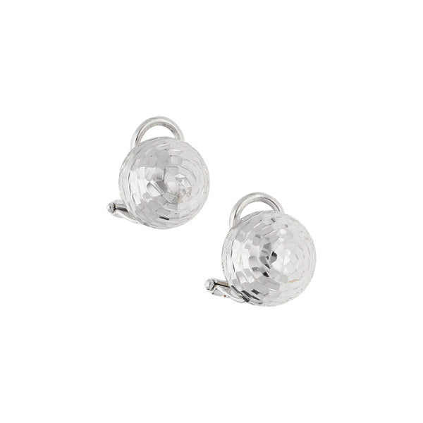 Aretes facetados en oro blanco 14 kilates.