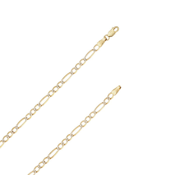 Collar de tres eslabones por uno platinados y crucifijo diseño especial en oro amarillo 14 kilates.