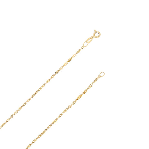 Collar eslabón torzal en oro amarillo 18 kilates y dije calado motivo corazón en oro tres tonos 14 kilates.