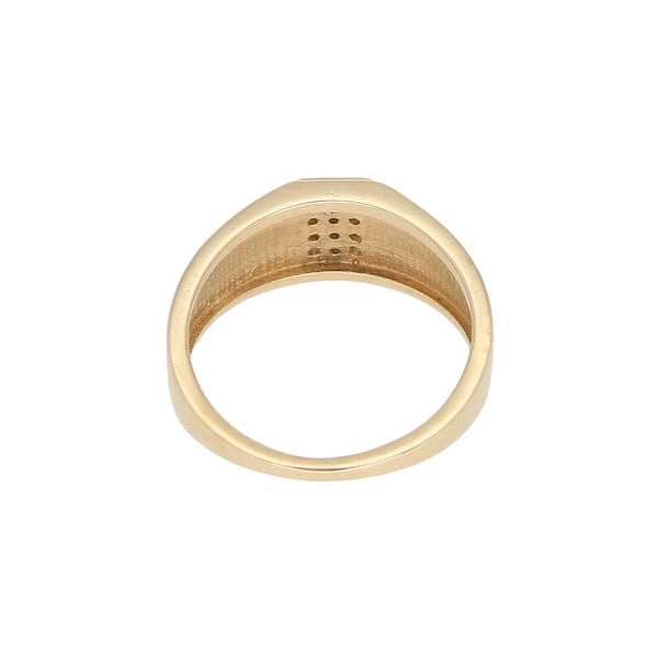 Anillo diseño especial con circonias en oro amarillo 14 kilates.