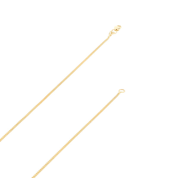 Gargantilla eslabón laminado con colgante motivo corazón y circonias en oro amarillo 14 kilates.