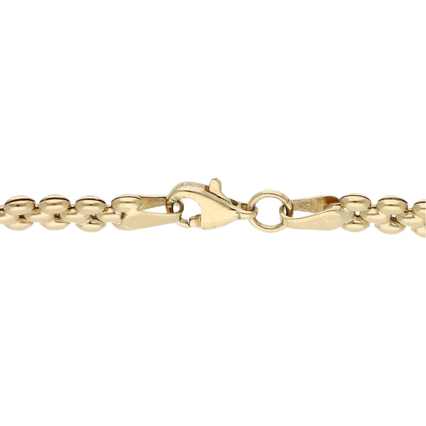 Pulsera eslabón articulado con aplicaciones motivo infinito en oro dos tonos 14 kilates.