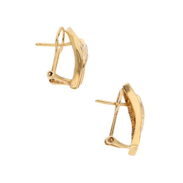 Aretes diseño especial con circonias en oro amarillo 14 kilates.