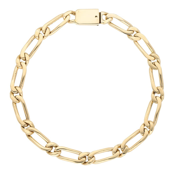 Pulsera de eslabón uno por uno en oro amarillo 14 kilates.